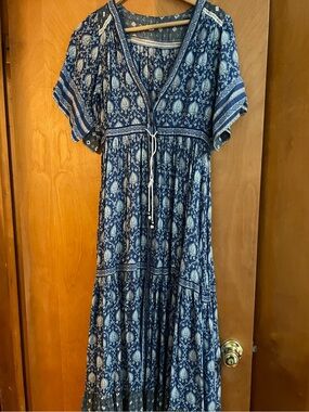 Spell Navy and Cream  Oracle Bohemian Printed Dress